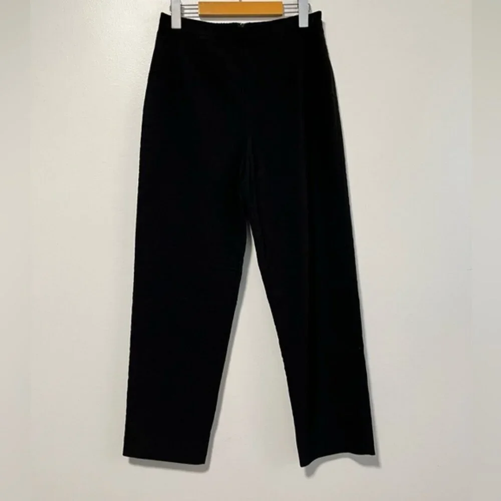 Black Pull-On Straight Leg Pants with Back Zip - Made in Canada